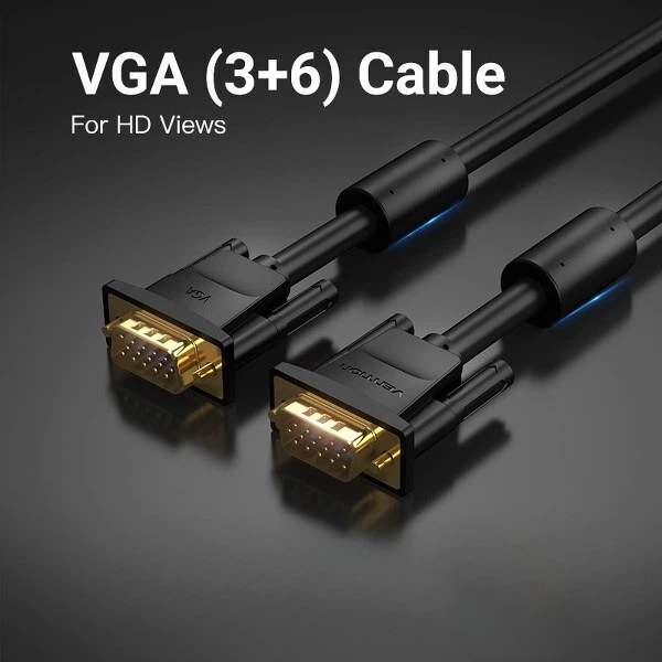 Кабель Vention VGA 3 м Черный с ферритовыми кольцами (DAEBI) - изображение 3