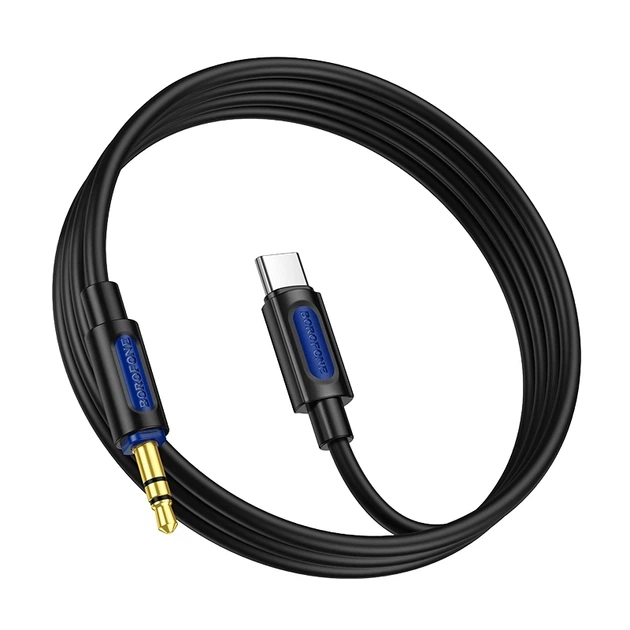 Кабель для аудіо Borofone Type-C - 3.5mm male силіконовий 1 м Чорний (BL20) - Фото 2 Кабель для аудіо Borofone Type-C - 3.5mm male силіконовий 1 м Чорний (BL20) - зображення 2