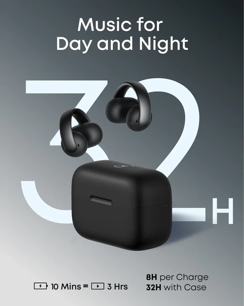 Бездротові навушники Anker Soundcore AeroClip, Black, Open-Ear Clip, AI Call, Bluetooth 5.4, 32H, IPX4 - зображення 2