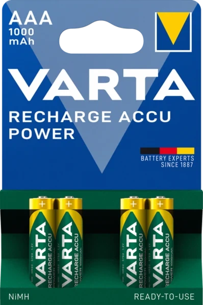 Акумулятор VARTA RECHARGEABLE AAA 800mAh Ni-MH 4 шт Micro - Фото 1 Акумулятор VARTA RECHARGEABLE AAA 800mAh Ni-MH 4 шт Micro - зображення 1