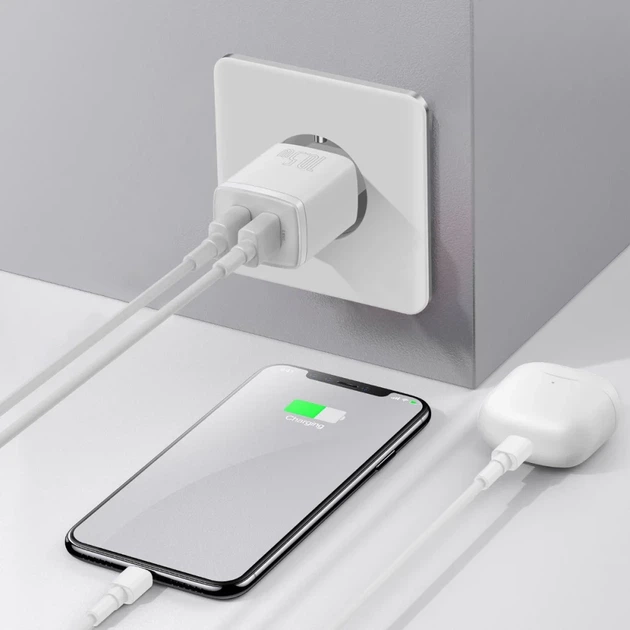 Сетевой зарядное устройство Baseus Compact Charger 2U 10.5W 2xUSB Type-A Белый 6 см - Фото 6 Сетевой зарядное устройство Baseus Compact Charger 2U 10.5W 2xUSB Type-A Белый 6 см - изображение 6