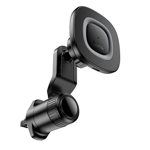 Автодержатель HOCO HW30 с беспроводной зарядкой 15W на дефлектор Black Metal Gray 106x102x100 мм - изображение 4