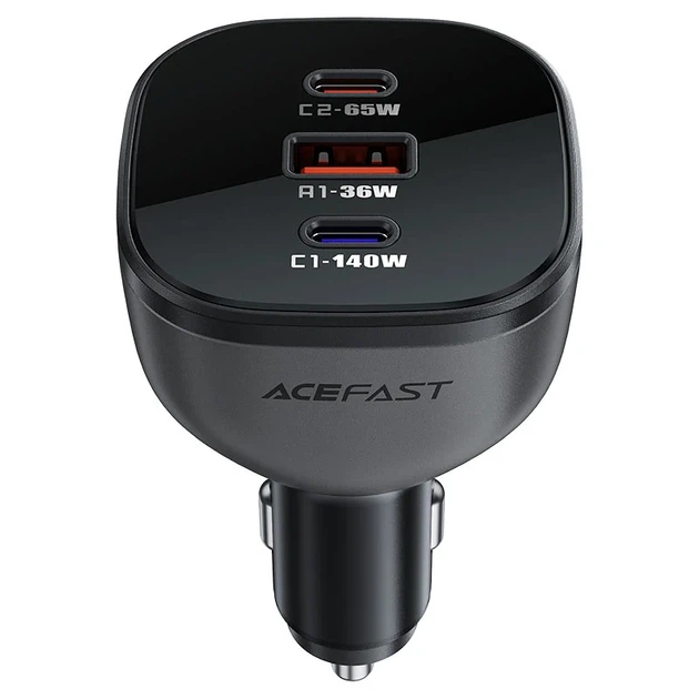 Автомобильное зарядное устройство ACEFAST B14 165W 2xUSB-C 1xUSB-A цинковый черный - изображение 5