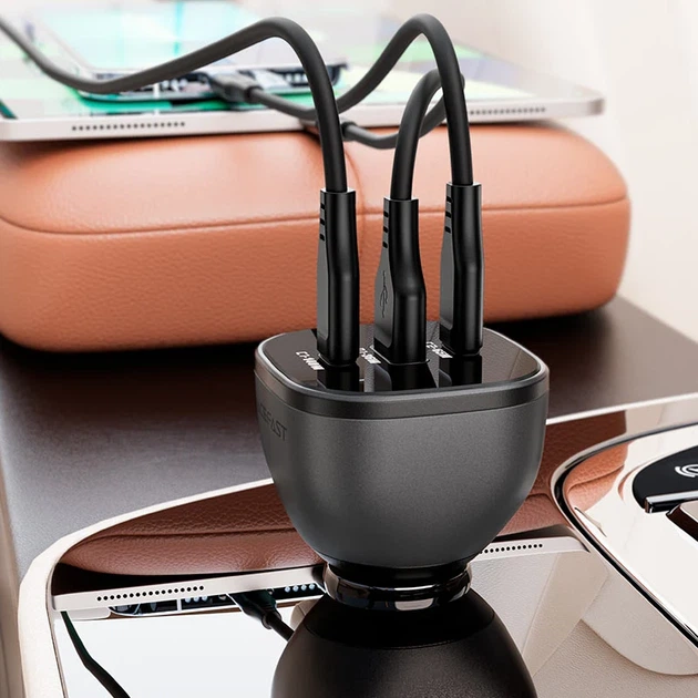 Автомобильное зарядное устройство ACEFAST B14 165W 2xUSB-C 1xUSB-A цинковый черный - изображение 6