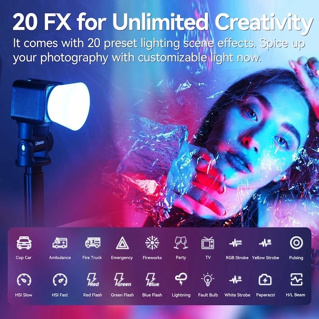 Видеосвет Ulanzi Vijim L3 RGB 5W LED 45,6x45,6x46,5 мм Пластик - изображение 8
