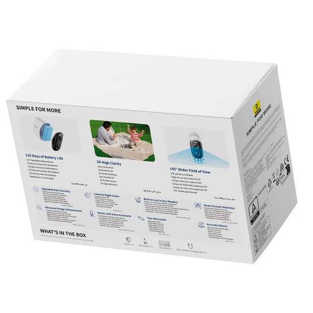 IP-камера Baseus N1 2K Wi-Fi вулична 145° ABS-пластик біла - зображення 3
