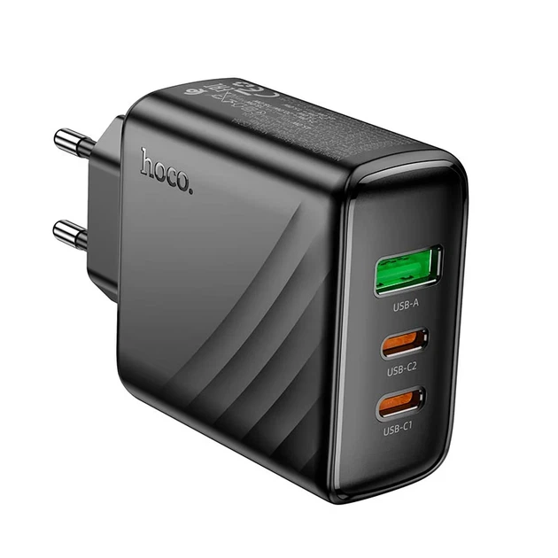 Мережевий зарядний пристрій HOCO CS26A 45W 3 порти USB Type-C/Type-A чорний - зображення 4