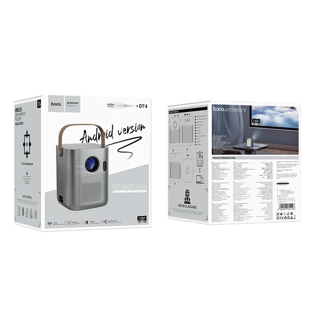 Проектор HOCO DT4 1280x720 Wi-Fi Bluetooth 2.4/5 ГГц 23.5-183" Металлический серый - изображение 2