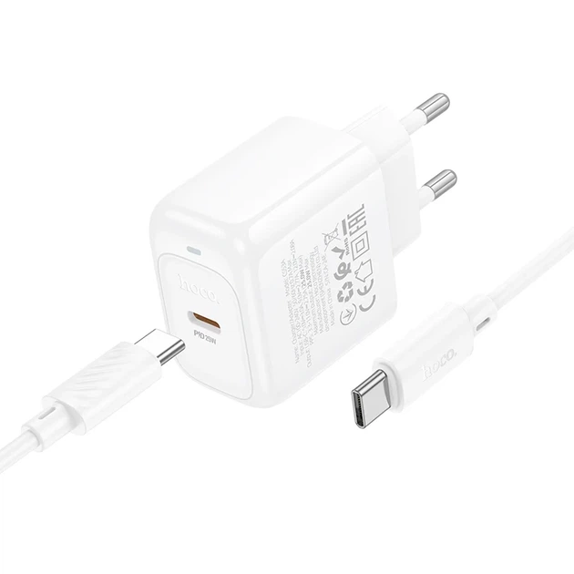 Сетевое зарядное устройство HOCO CS53A PD 25W USB Type-C белое - изображение 3