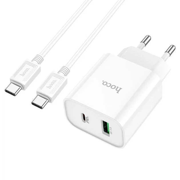 Сетевое зарядное устройство HOCO C80A Plus Rapido 20W Type-C 1 м Белый - Фото 1 Сетевое зарядное устройство HOCO C80A Plus Rapido 20W Type-C 1 м Белый - изображение 1