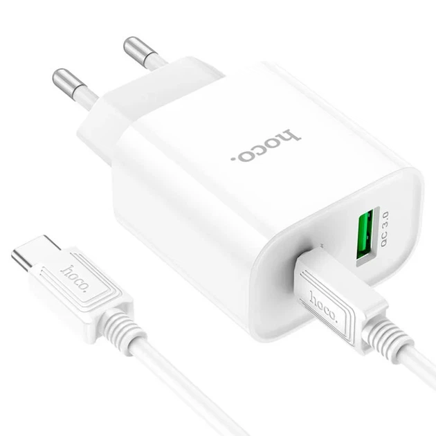 Сетевое зарядное устройство HOCO C80A Plus Rapido 20W Type-C 1 м Белый - Фото 5 Сетевое зарядное устройство HOCO C80A Plus Rapido 20W Type-C 1 м Белый - изображение 5