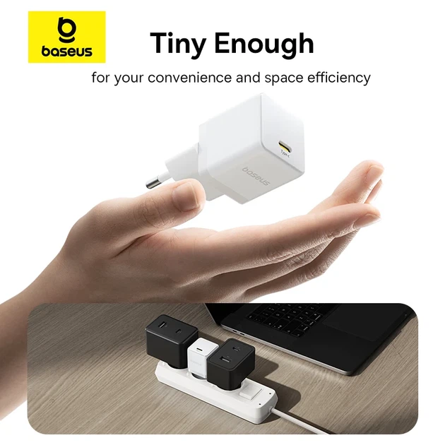 Сетевое зарядное устройство Baseus Palm Fast Charger 20W USB-C 1м Лунный белый - Фото 11 Сетевое зарядное устройство Baseus Palm Fast Charger 20W USB-C 1м Лунный белый - изображение 11