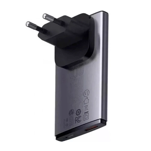 Сетевое зарядное устройство Baseus GaN5 Pro 65W USB Type-A Type-C серое с кабелем 1 м - Фото 3 Сетевое зарядное устройство Baseus GaN5 Pro 65W USB Type-A Type-C серое с кабелем 1 м - изображение 3