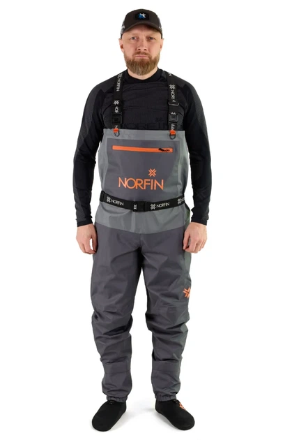 Полукомбинезон заброд Norfin PILOT STOCKINGFOOT серый мембранный One Size - изображение 2