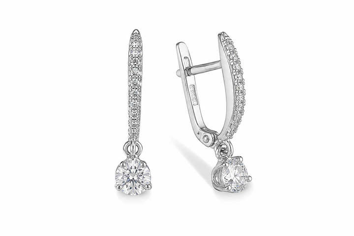 Серьги из белого золота с бриллиантами S-0408 - изображение 2