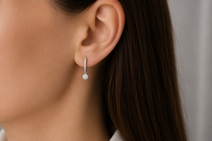 Серьги из белого золота с бриллиантами S-0408 - изображение 3