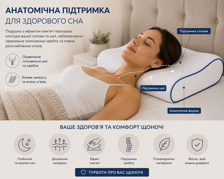 Подушка ортопедическая с эффектом памяти 60*40*11 см - Фото 7 Подушка ортопедическая с эффектом памяти 60*40*11 см - изображение 7