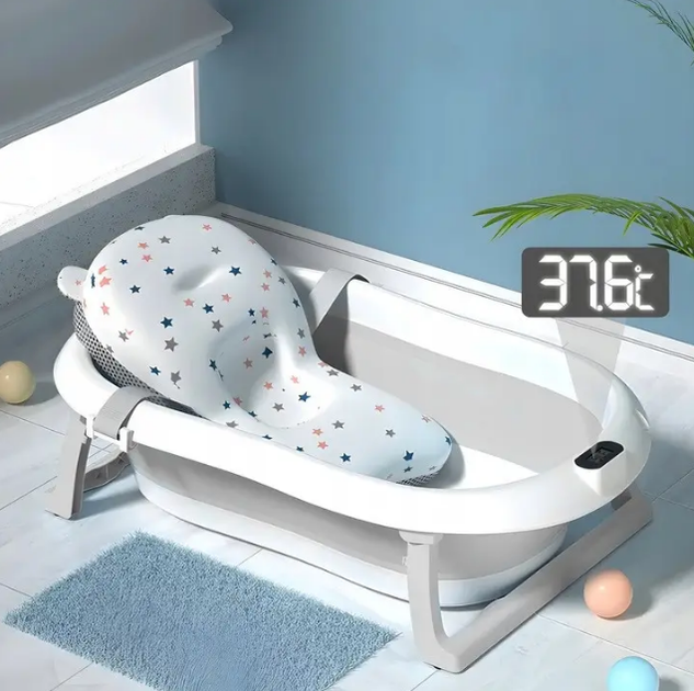 Дитяча складна ванночка з термометром та подушкою HANERT KinderBad Grey - зображення 6