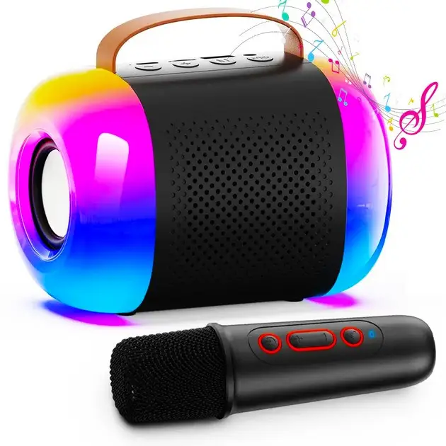 Колонка портативная K21-2 Караоке с 2 Беспроводными Микрофонами, Bluetooth, FM, USB/SD и Эффектами - изображение 3