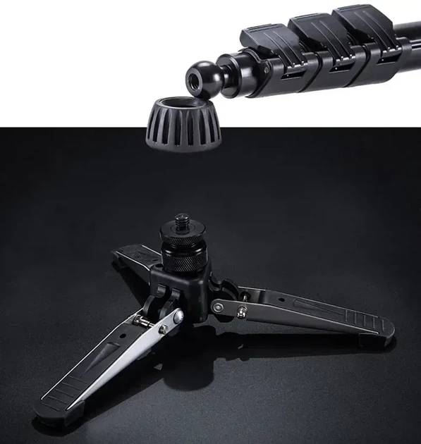 Алюминиевый монопод Yunteng VCT-588 65-166 см с гидравлической головой и складной опорой для видеокамеры и DSLR - изображение 3