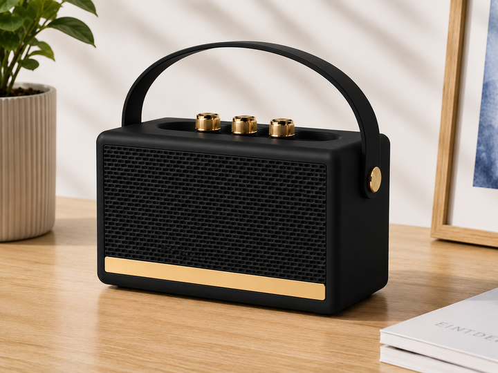 Портативна Bluetooth колонка 5 Вт з FM-радіо, USB, microSD, TWS, Bluetooth 5.1, акумулятор 1200 мА·год, ретро-дизайн Чорний (MX-00009901E) - зображення 3
