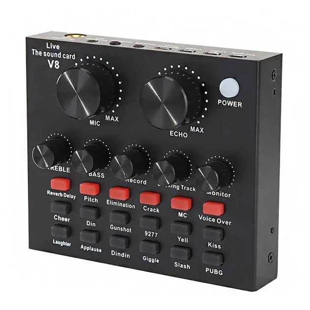 Зовнішня звукова карта V8 Bluetooth Live Sound Card для конденсаторних мікрофонів та стрімів - зображення 2