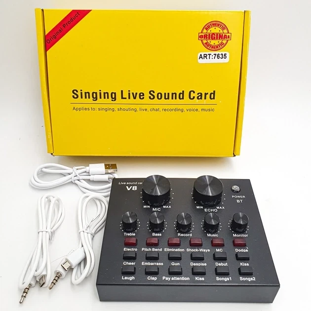 Зовнішня звукова карта V8 Bluetooth Live Sound Card для конденсаторних мікрофонів та стрімів - зображення 5