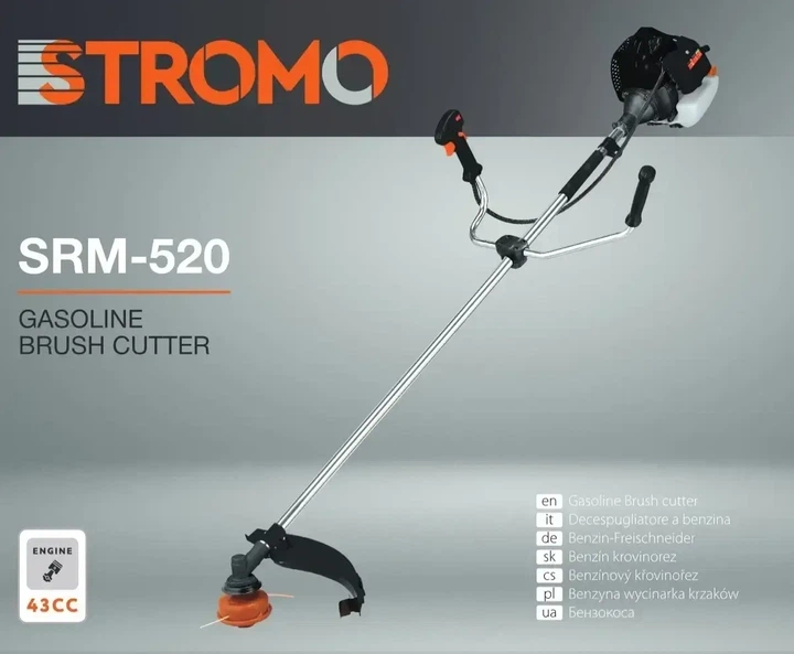 Мотокоса бензинова STROMO SRM-520 з ременем-рюкзаком потужний бензотример з ножами 3Т і 40Т та котушкою садова бензокоса з потужним двигуном 5,2 к.с. - зображення 3