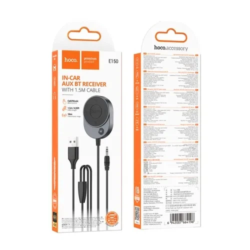Автомобільний AUX BT-ресивер Hoco E150 Path з кабелем metal gray - зображення 2