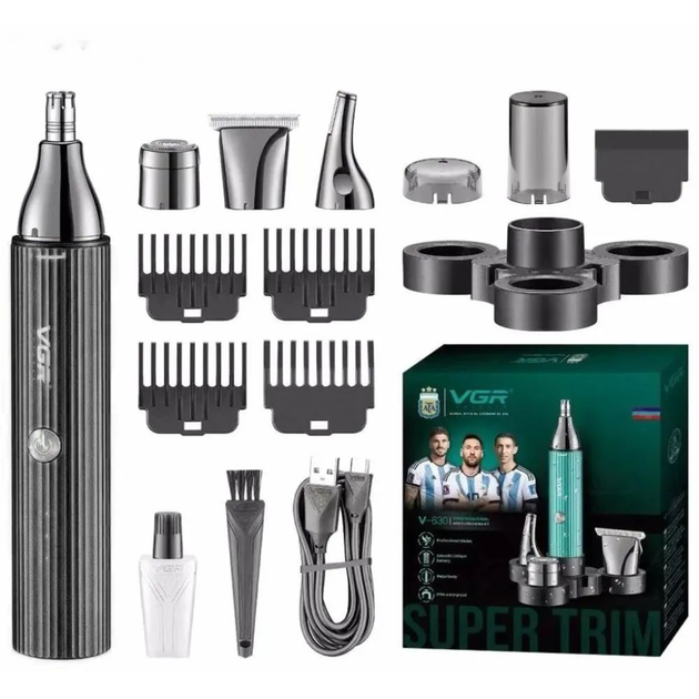 Триммер VGR 4 в 1 V-630 BLACK с 4 насадками - Фото 3 Триммер VGR 4 в 1 V-630 BLACK с 4 насадками - изображение 3