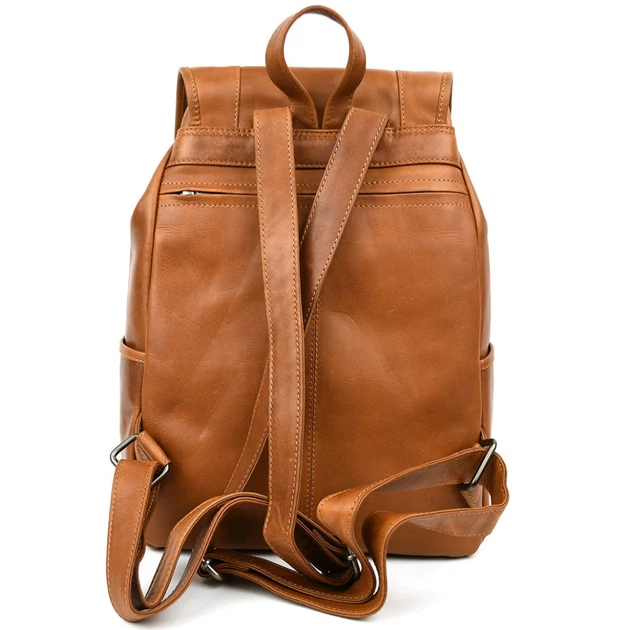 Городской рюкзак HILL BURRY HB4066B кожаный рыжий 45×30×12 см - изображение 5