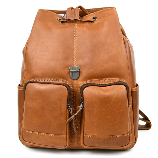 Городской рюкзак HILL BURRY HB4066B кожаный рыжий 45×30×12 см - изображение 6