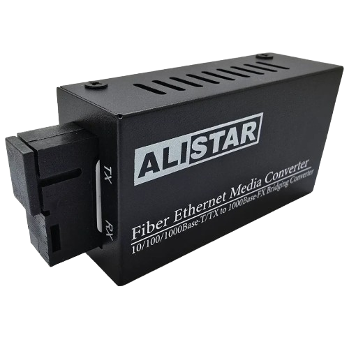 Медіаконвертер ALISTAR mini 10/100/1000BASE-T 1000BASE-LX 1SM WDM SC 20KM TX1550/RX1310nm 5Вт Чорний - зображення 2