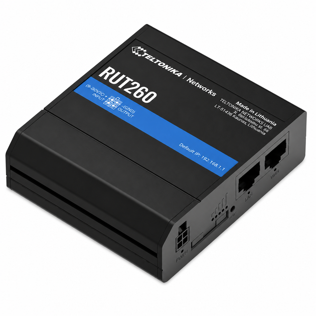 Промышленный сотовый маршрутизатор Teltonika RUT260 с 4G LTE Wi-Fi 4 Черный - изображение 4