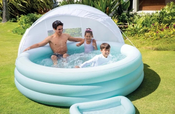 Надувний сімейний басейн Intex 57195 Swim Center з сидінням та спинкою великий дитячий басейн для відпочинку всієї родини - Фото 10 Надувний сімейний басейн Intex 57195 Swim Center з сидінням та спинкою великий дитячий басейн для відпочинку всієї родини - изображение 10