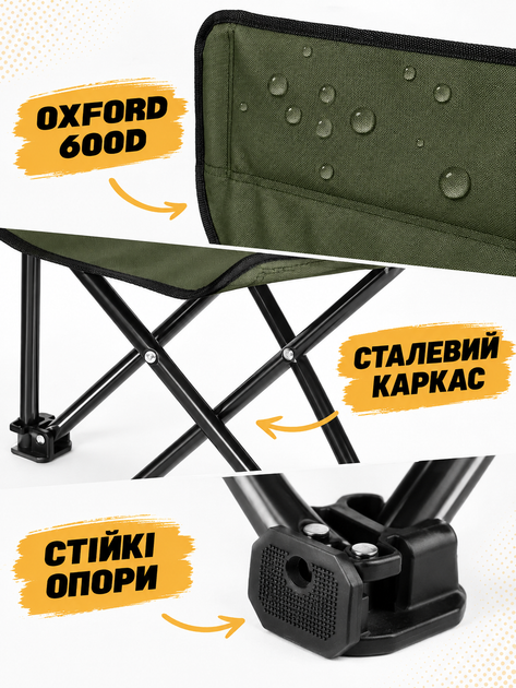 Пляжный набор для отдыха 2 кресла с зонтом и сумкой-холодильником для кемпинга пикника рыбалки хаки (49676209) - изображение 7