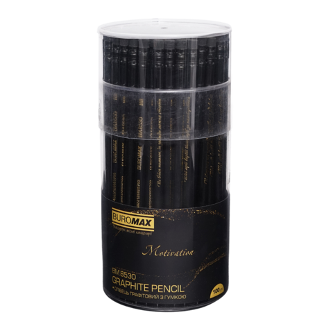 Олівець графітовий BUROMAX 8530 HB з гумкою, MOTIVATION, Black (100) /BM.8530/ - изображение 2