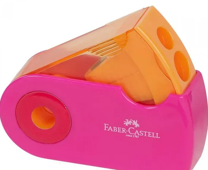 Чинка пластикова Faber-Castell 182704 Sleeve Trend, з контейнером 2 отвори, у чохлі (двокольорова) (12) /182704/ - зображення 3