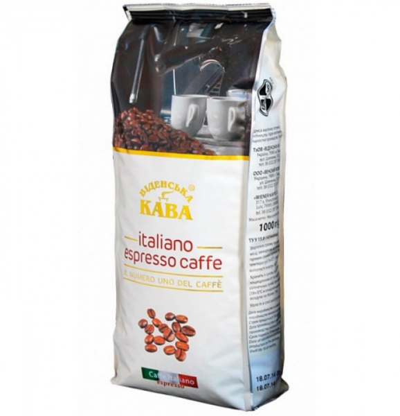 Кофе в зернах Віденська кава Italiano Espresso 1 кг - Фото 1 Кофе в зернах Віденська кава Italiano Espresso 1 кг - изображение 1