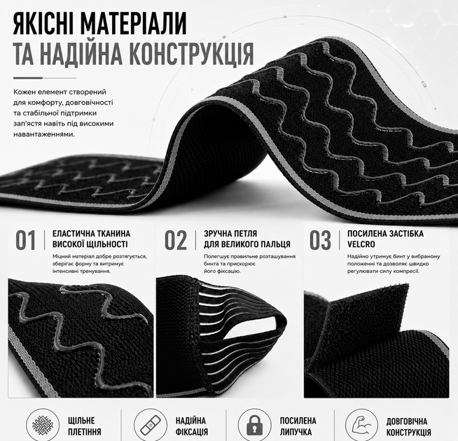Бинты на запястье Kyncilor AB015 кистевые, для пауэрлифтинга, бодибилдинга и силовых тренировок, сірі - изображение 5