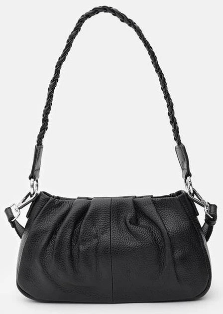 Женская кожаная сумка Borsa Leather стильная черная сумка через плечо из натуральной кожи 54201 - изображение 3