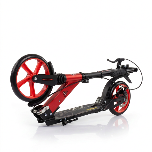 Самокат двухколесный складной с колесами 200мм и дисковым тормозом Scooter City Riding 659 Red-Black - зображення 6