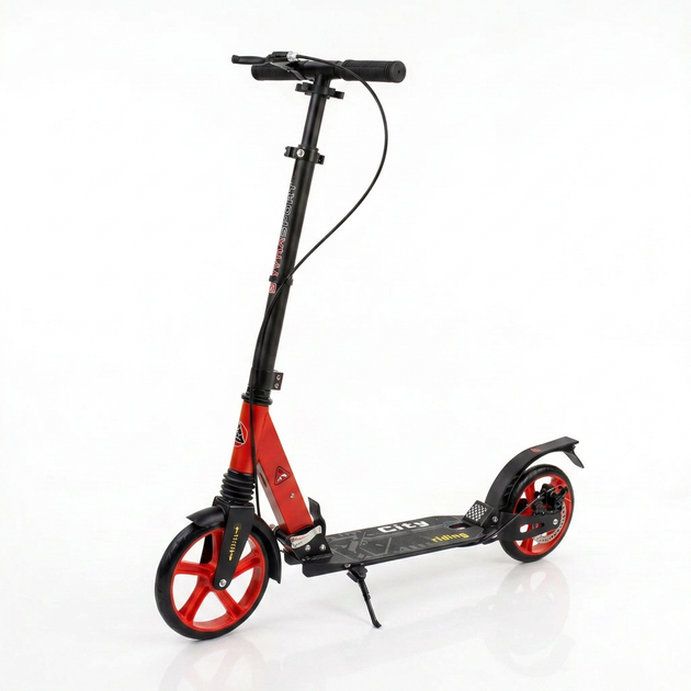 Самокат двухколесный складной с колесами 200мм и дисковым тормозом Scooter City Riding 659 Red-Black - зображення 7