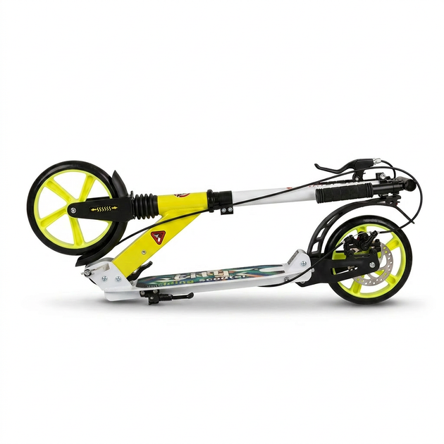 Самокат двухколесный складной с колесами 200мм и дисковым тормозом Scooter City Riding 659 White-Neon Green - изображение 2