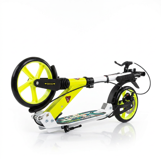 Самокат двухколесный складной с колесами 200мм и дисковым тормозом Scooter City Riding 659 White-Neon Green - изображение 3