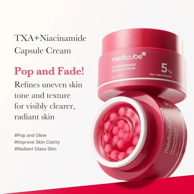 Крем для обличчя MEDICUBE TXA Niacinamide Capsule Cream 5% 55 g — освітлення пігментації, вирівнювання тону та сяйво шкіри - изображение 2