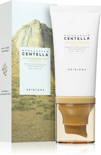 Сонцезахисний крем для обличчя SKIN1004 Madagascar Centella Air-Fit Suncream Light SPF30 PA++++, 50 мл — мінеральний сонцезахисний - зображення 2