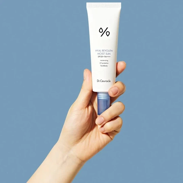 Сонцезахисний крем для обличчя DR.CEURACLE Hyal Reyouth Moist Sun SPF50+ PA++++ 50 мл для зволоження та захисту шкіри - изображение 2