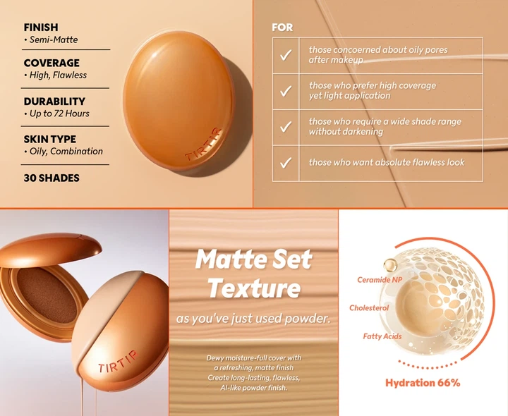 Тональний кушон TIRTIR Mask Fit AI Filter Cushion SPF30 PA++ відтінок 21N Ivory 18 г для рівного тону обличчя - изображение 2