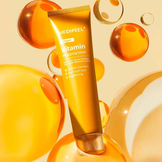 Маска-плівка для обличчя MEDIPEEL+ Vegan Vitamin Collagen Wrapping Mask 70 мл з вітамінами та колагеном - изображение 3